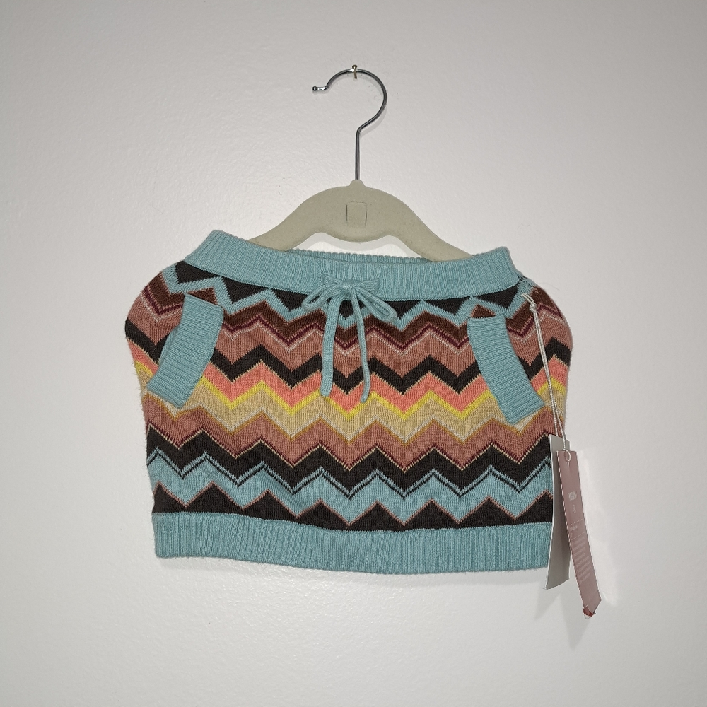 NWT Missoni Size 2T Chevron Knit Skirt With Pockets Drawstring